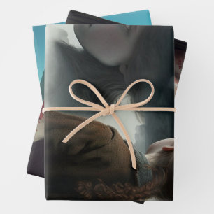 Girl with clouds wrapping paper sheet
