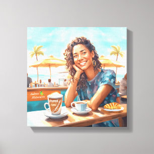 Girl with coffee break canvas print
