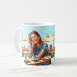 Girl with coffee break mug