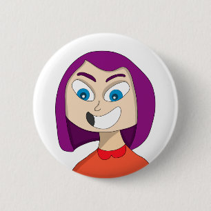 Girl with contagious smile 6 cm round badge