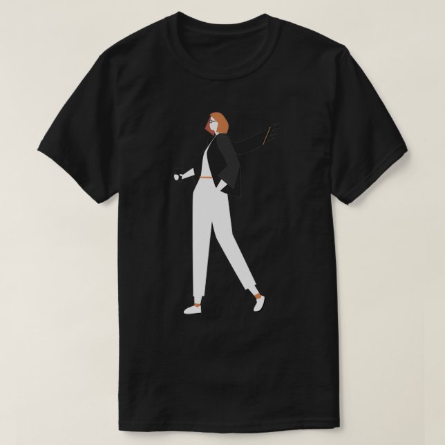 Girl With Cup Off Coffee T-Shirt (Design Front)