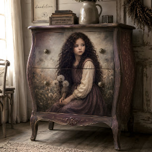 Girl with Curly Hair and Dandelions Tissue Paper