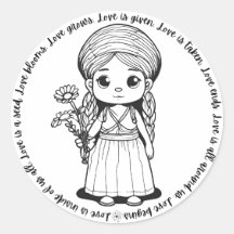 Girl with Daisies 'Love Is' Sticker
