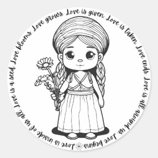 Girl with Daisies 'Love Is' Sticker