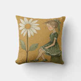 Girl with Daisy Pillow