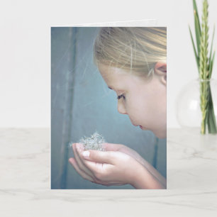 Girl With Dandelion Seedlings Thinking Of You Card