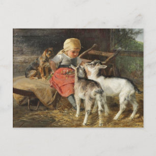 Girl with Dog and Kids Hermine Biedermann-Arendts Postcard