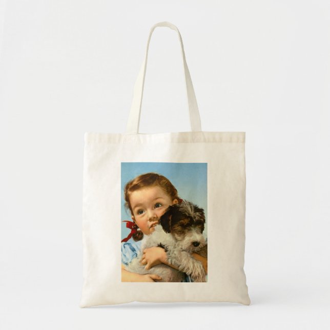 Girl with dog tote bag (Front)
