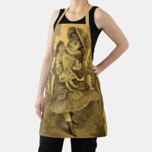 Girl With Doll Vintage Art Apron