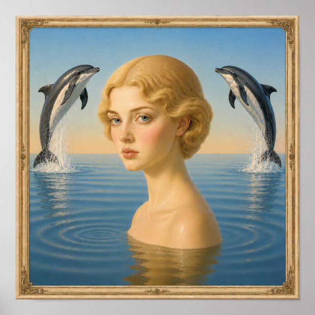 Girl with Dolphins Poster (Front)