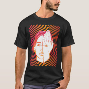Girl With Eye On Hand Psychedelic Hypnotic Backgro T-Shirt