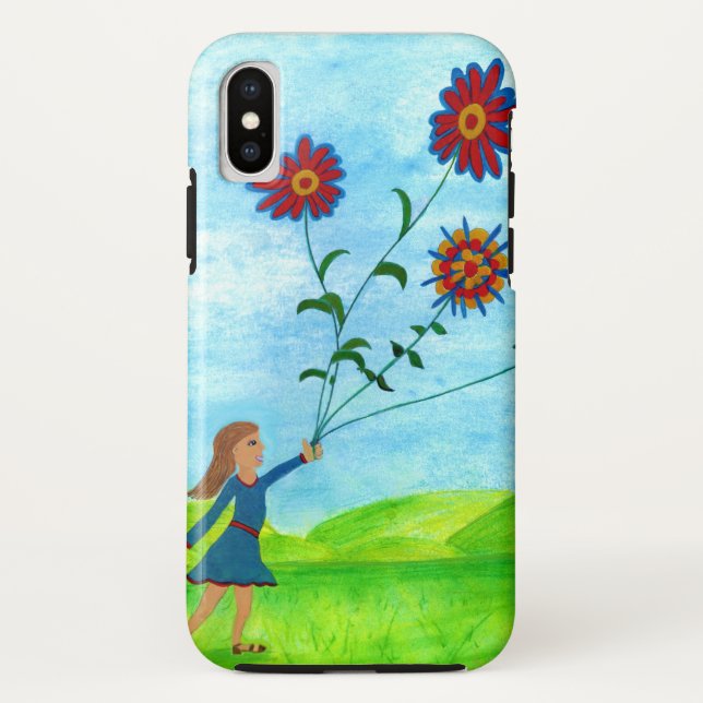 Girl with Flower Kite iPhone X Case (Back)