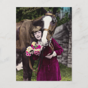 Girl with Flowers Postcard