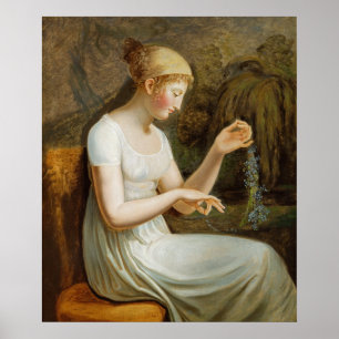 Girl with Flowers Poster