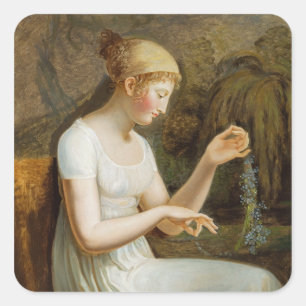 Girl with Flowers Square Sticker