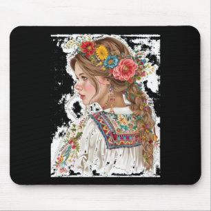 Girl With Flowers Sticker1 Mouse Mat