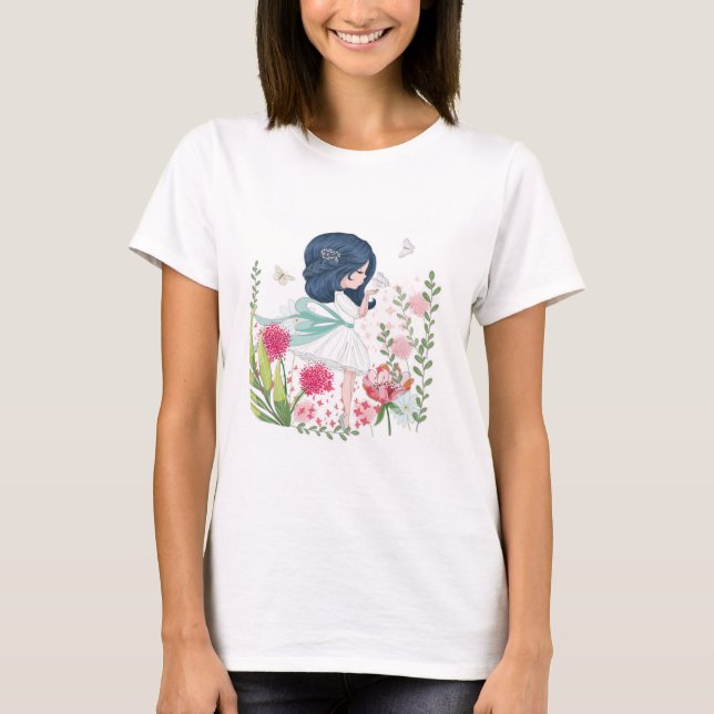 girl with flowers T-Shirt (Front)