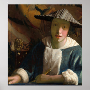 Girl with Flute - Johannes Vermeer Fine Art Poster