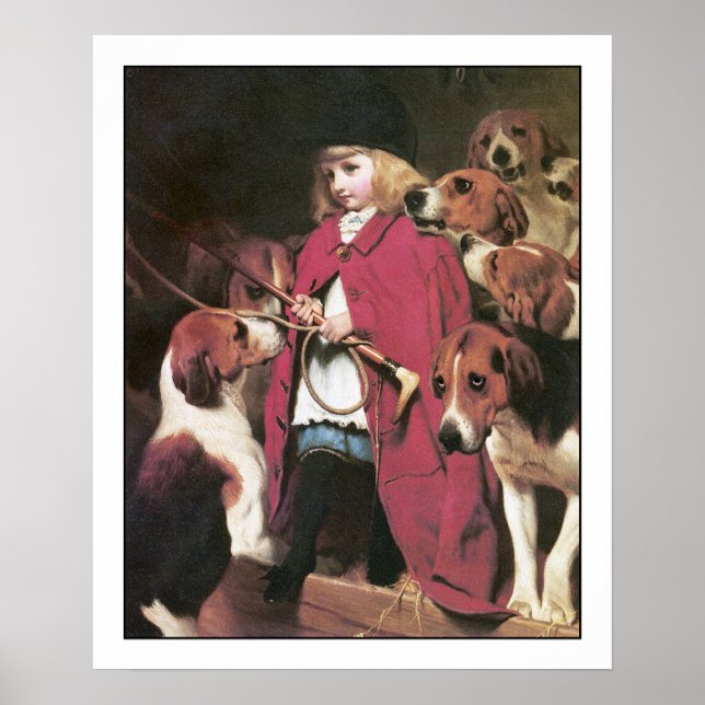Girl with Foxhounds - Vintage Art Poster by Barber (Front)