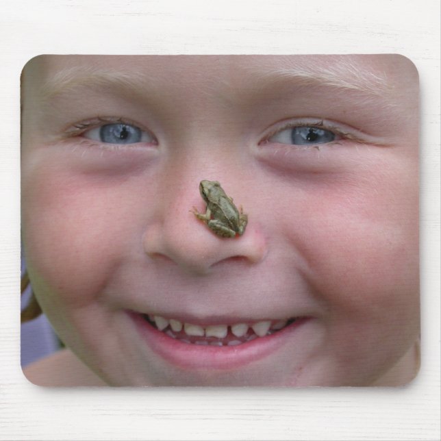 Girl With Frog On Nose Mouse Mat (Front)