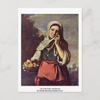 Girl With Fruit And Flowers Postcard