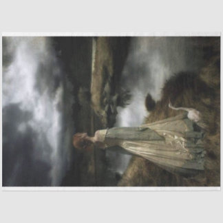 Girl with goose decoupage tissue paper