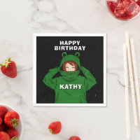 Girl with Green Frog Hoody Drawing Birthday Party
