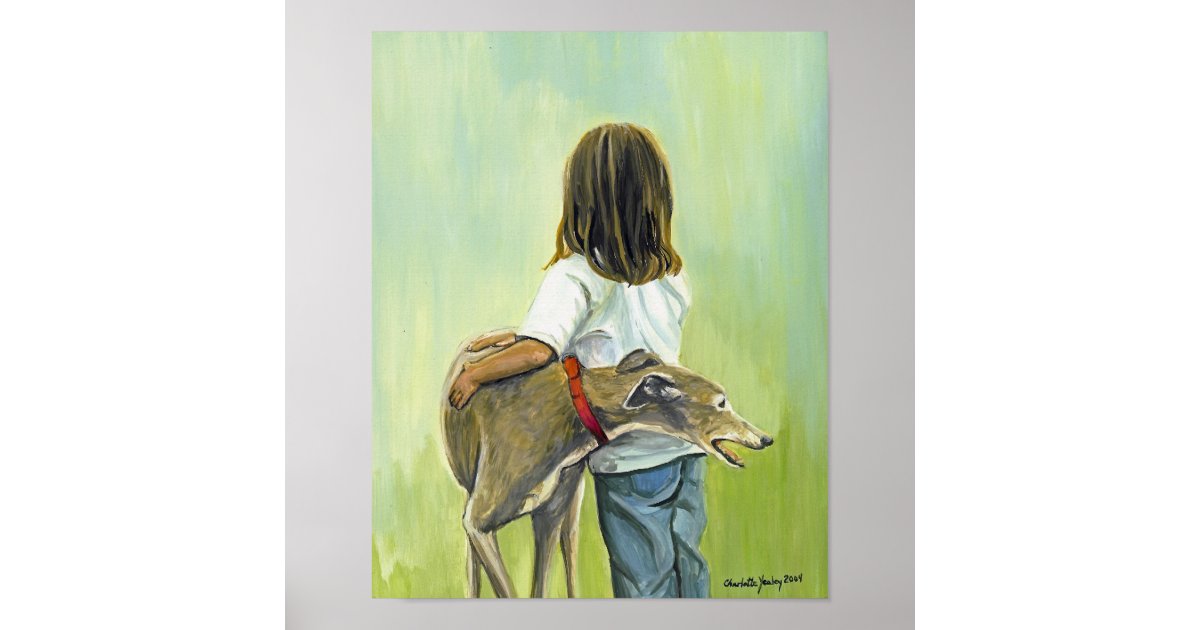 "Girl with Greyhound" Art Print | Zazzle