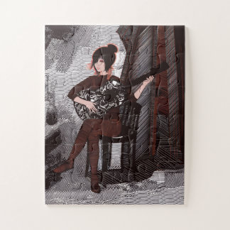 Girl with guitar jigsaw puzzle