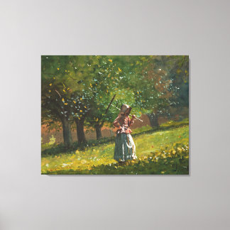 Girl with Hay Rake Canvas Print