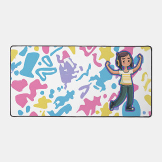 Girl with headphones flexing confident and relax  desk mat