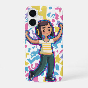 Girl with headphones flexing confident and relax iPhone 16 case