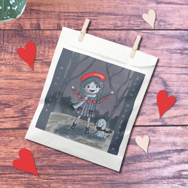 Girl with Heart Garland Valentine's Day Favour Bag (Creator Uploaded)