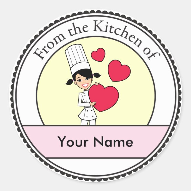 Girl with Hearts Motif - Classic Round Sticker (Front)