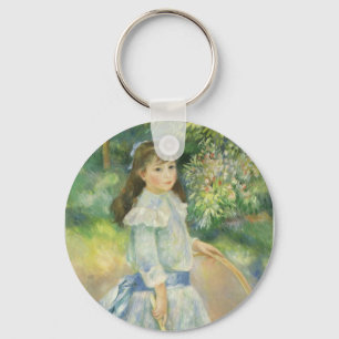 Girl with Hoop by Pierre Renoir, Vintage Fine Art Key Ring
