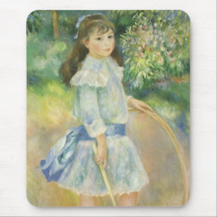 Girl with Hoop by Pierre Renoir, Vintage Fine Art Mouse Mat