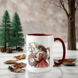Girl With Horse And Wreath Christmas Coffee Mug