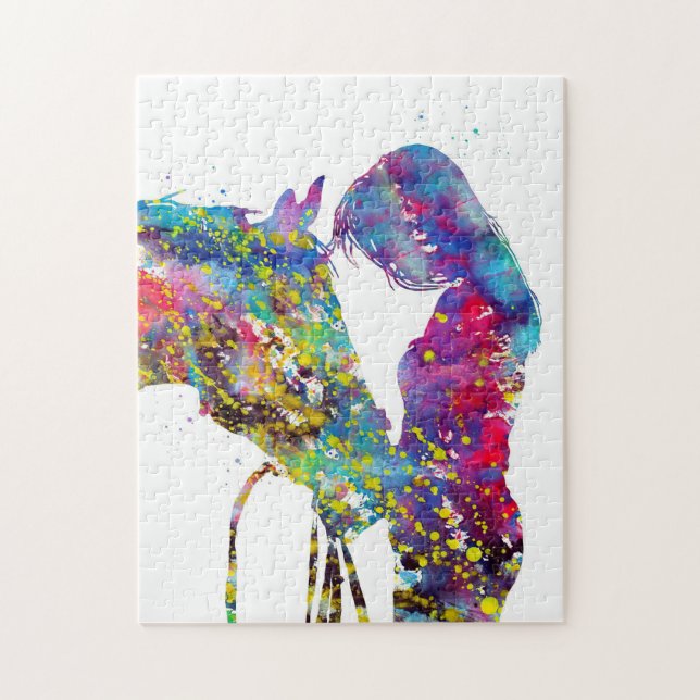 Girl With Horse Colourful Jigsaw Puzzle (Vertical)