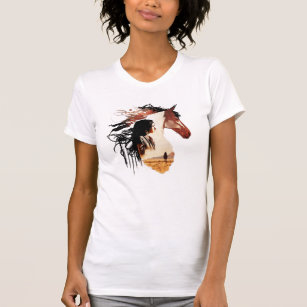 Girl with horse towards the desert . T-Shirt