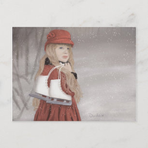 Girl with Ice Skates Postcard