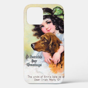 Girl with Irish Setter Dog, Saint Patrick's Day iPhone 12 Case