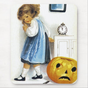 Girl with Jack o' Lantern Mouse Mat