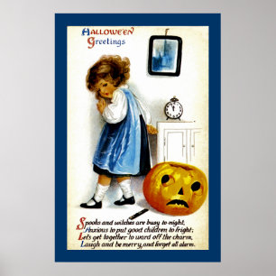 Girl with Jack o' Lantern Poster