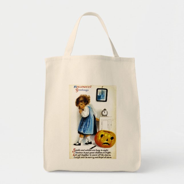 Girl with Jack o' Lantern Tote Bag (Front)