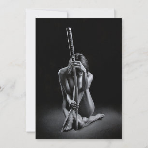 GIRL WITH KATANA Flat Greeting Card