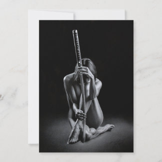 GIRL WITH KATANA Flat Greeting Card