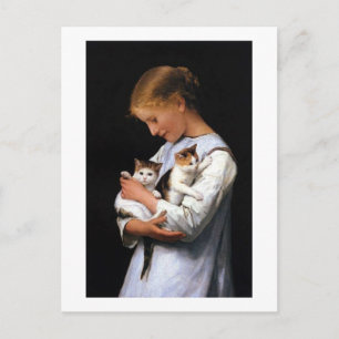Girl with Kittens, Albert Anker Postcard
