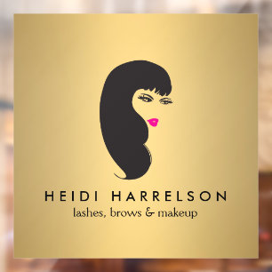 Girl with Lashes Faux Gold Beauty Salon Window Cling