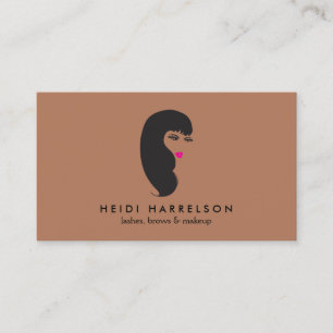 Girl with Lashes on Dark Tan Brown Business Card