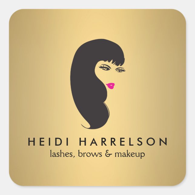 Girl with Lashes on Faux Gold Stickers (Front)